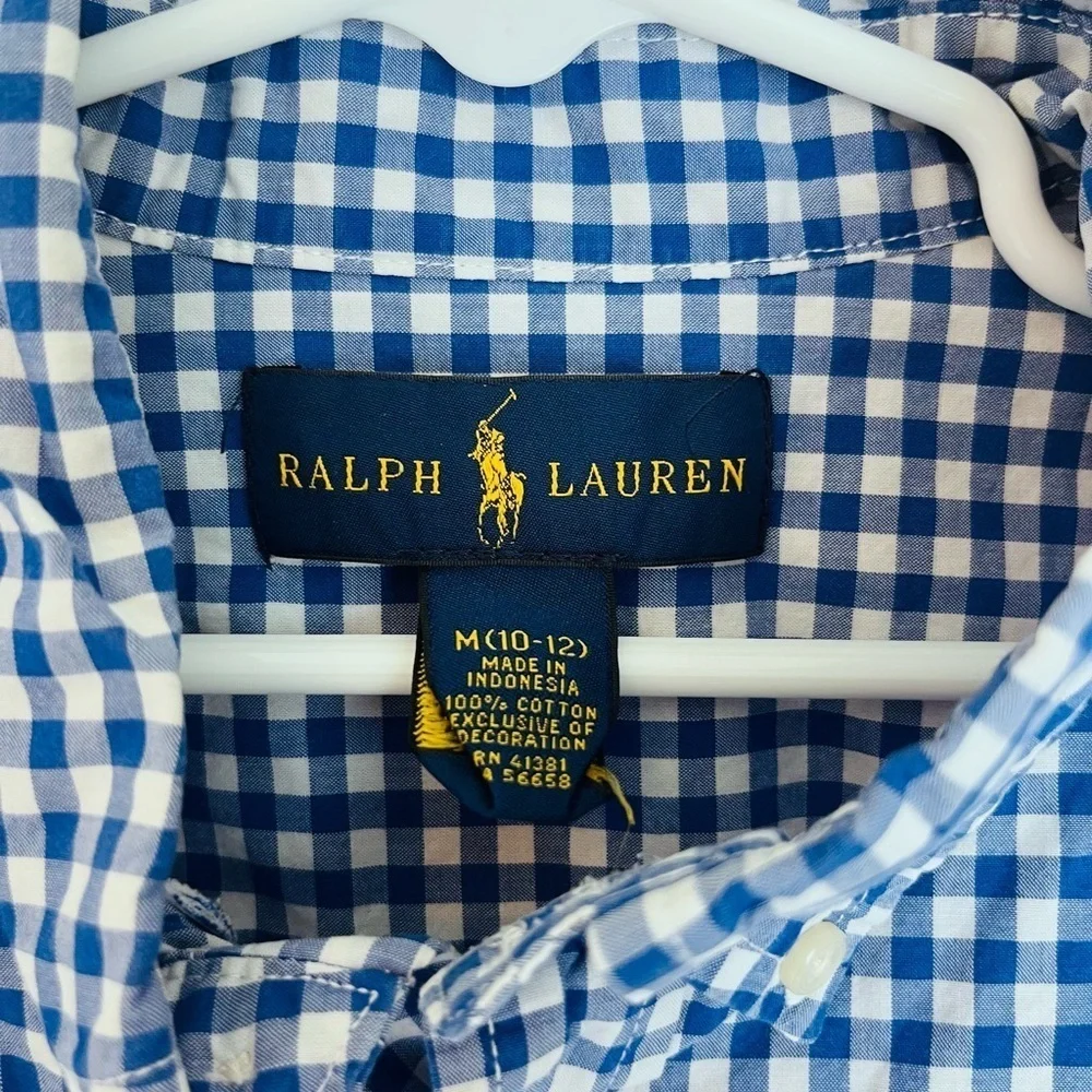 Ralph Lauren Blue and Green Gingham Button Down Shirt